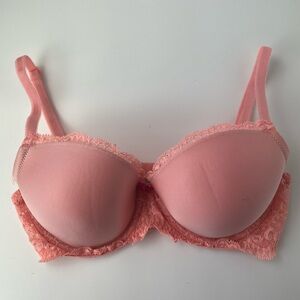 Victoria’s Secret Dream Angels Lined Demi Bra 32D Solid Pink Nylon
